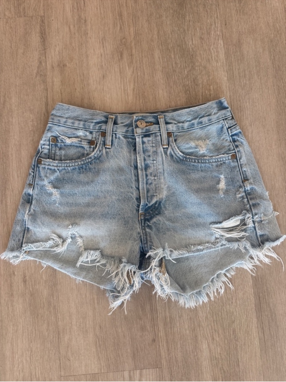 AGOLDE Parker Vintage Denim Cut Off Shorts